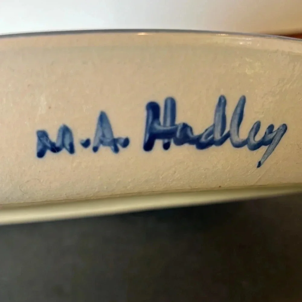 M.A. Hadley Pottery Country Scene Horse 14" Serving Platter Baking Dish- Signed - Picture 3 of 3